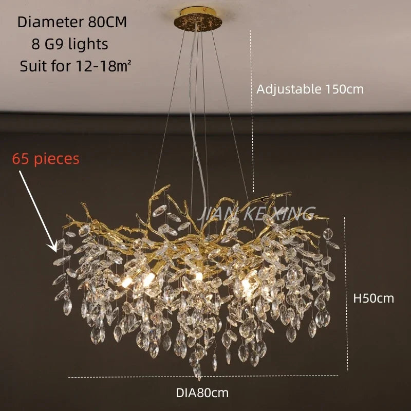 Nano Crystal Chandelier Horse Eye Pendant LED Lighting for Luxury Living Room & Hall