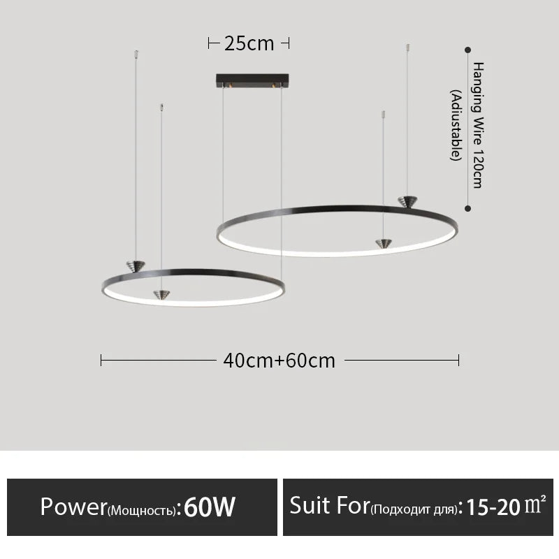 Circular All-Copper Italian Style LED Pendant Lamp for Living Room and Bedroom