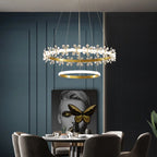 Gold Crystal Ring Chandelier Pendant Light, Luxury Modern Design for Home Décor