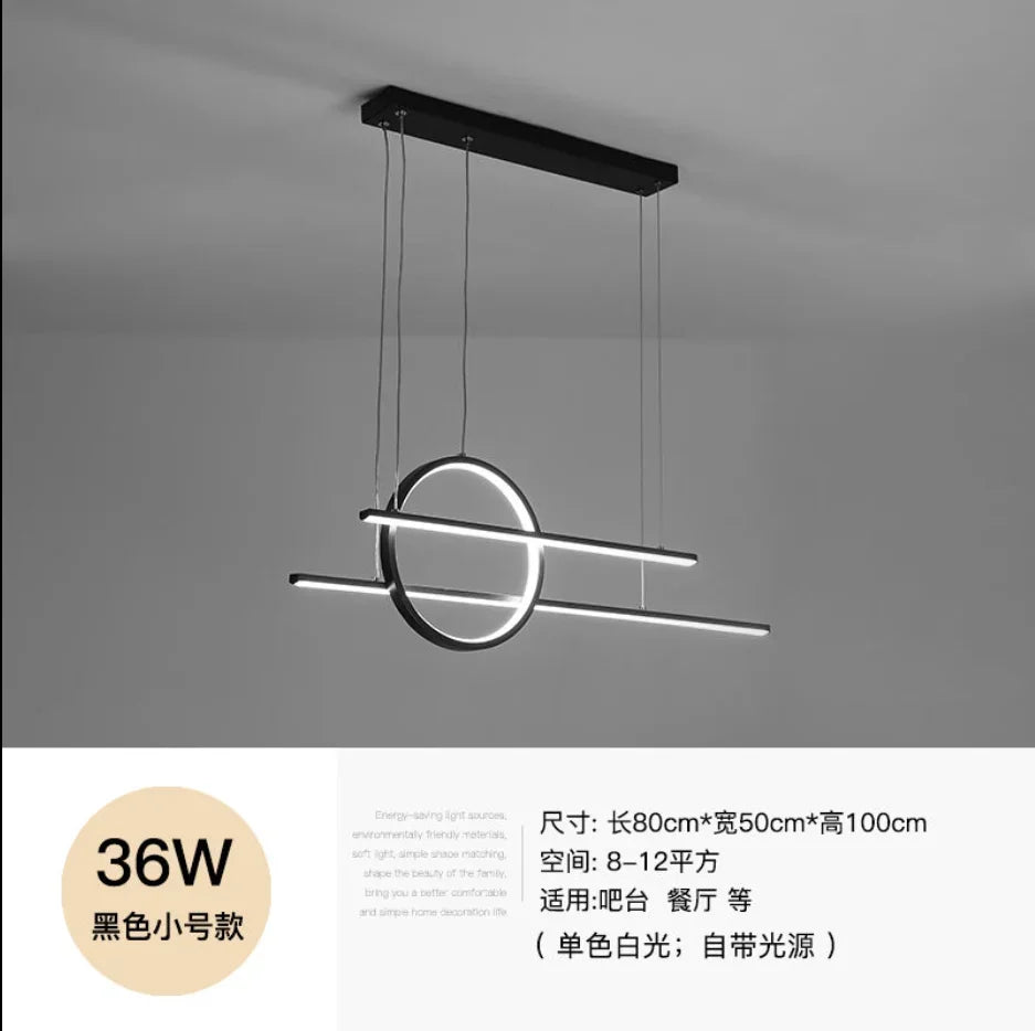 Gold Black Dimmable LED Chandelier for Dining Room Kitchen Bar Lighting