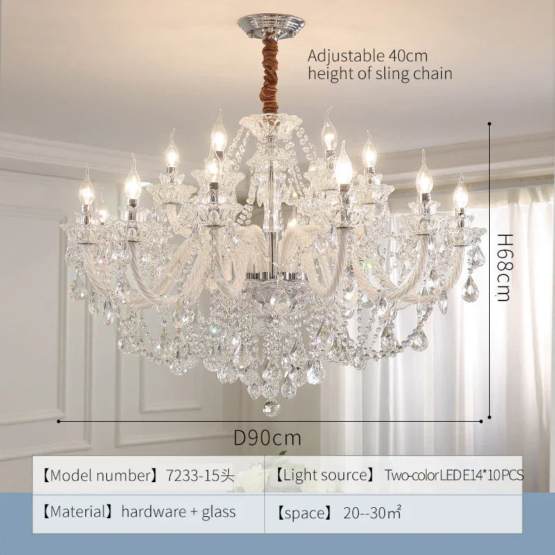 Crystal Chandelier LED Candle K9 Crystal Lamp for Living Dining Bedroom Shop