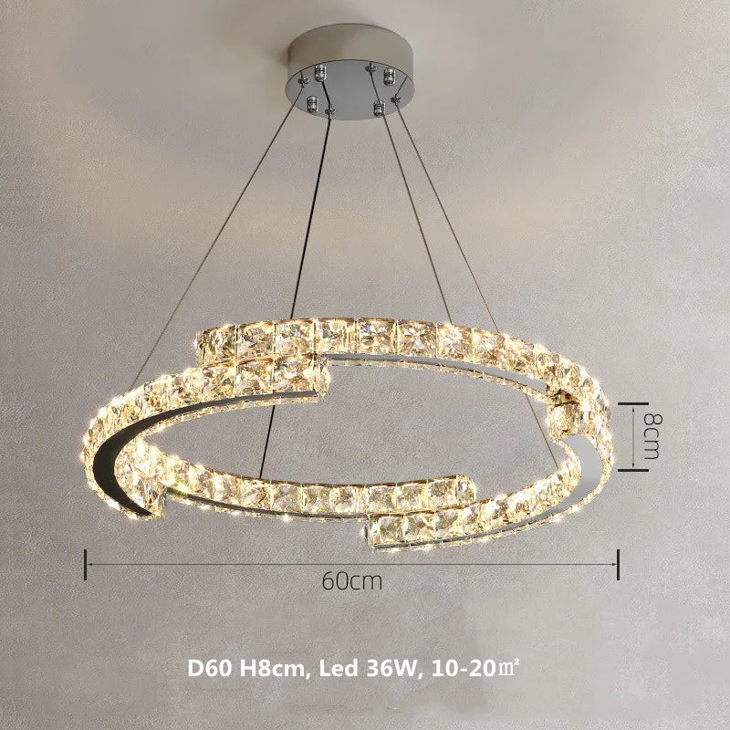 Crystal LED Pendant Lights Chrome Steel Modern Luxury Fixtures