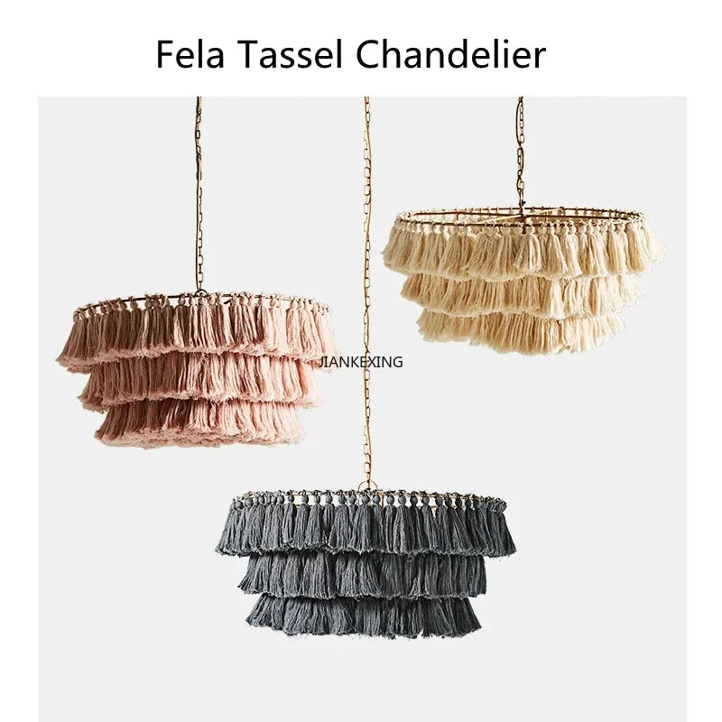 Bohemian Vintage Fela Tassel Handwoven Chandelier LED Home Decoration Light