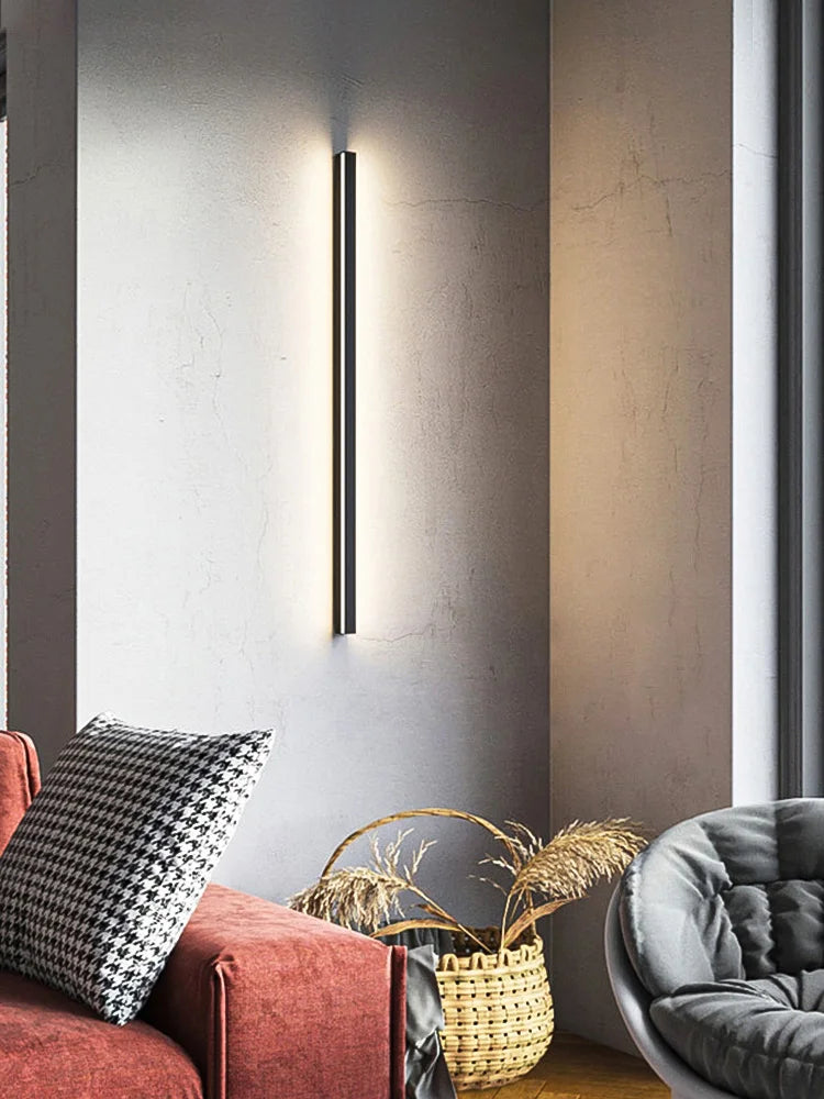Bedroom Wall Lamp: Nordic Strip Light, Minimalist Design, Black Background, Decorative Luminaires