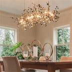 Leaf Chrome Ceiling Chandelier for Living Room, Bar, or Balcony Lighting