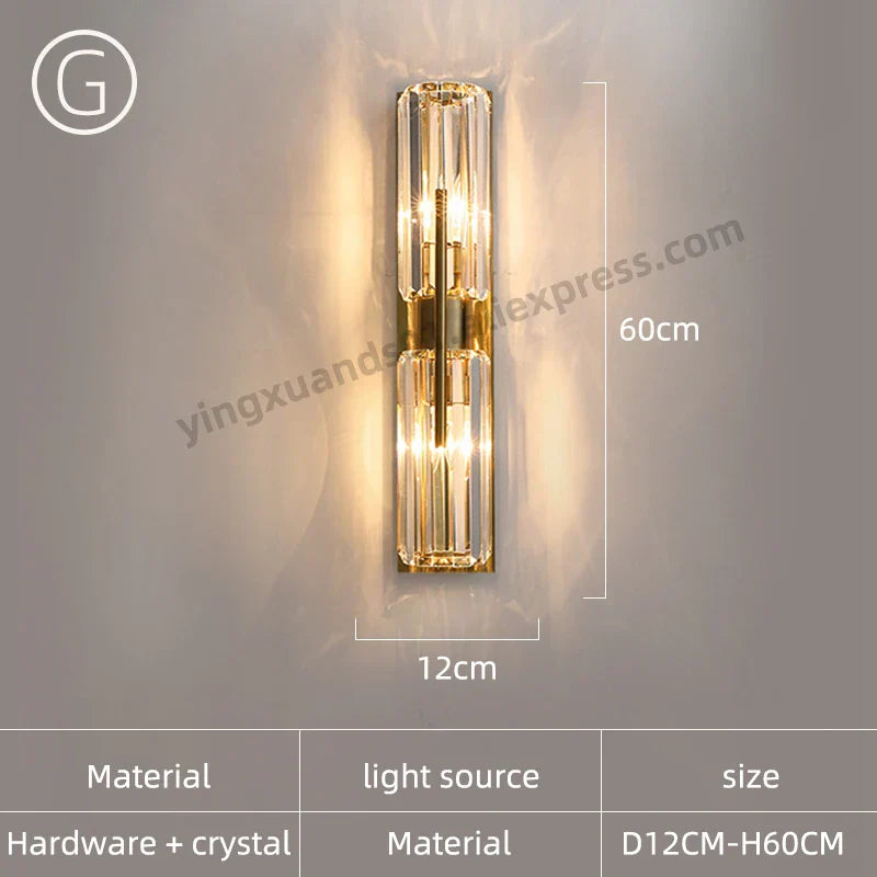 Crystal Wall Light: Minimalist Bedside Loft Wall Sconce for Living Room
