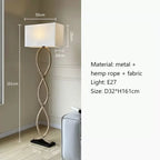 Hemp Rope Fabric Shade LED Floor Lamp for Home Decor