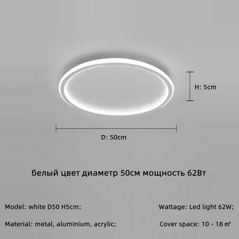 Modern Round LED Ceiling Lights Iron Mounted Dimmable Indoor Lighting