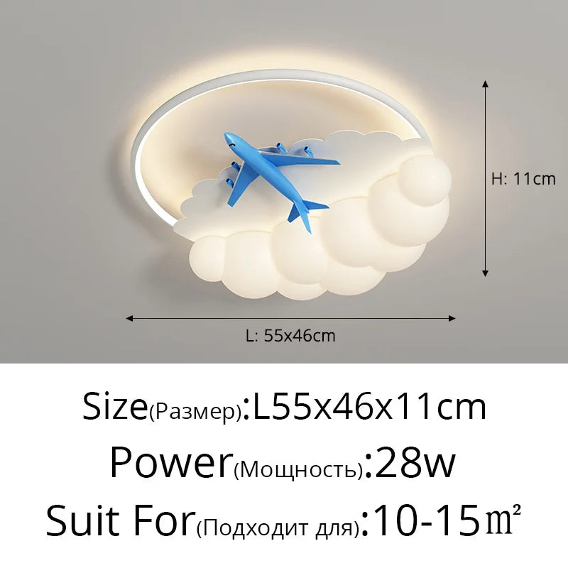 Kids Cloud Airplane Chandelier Ceiling Light for Children's Bedroom