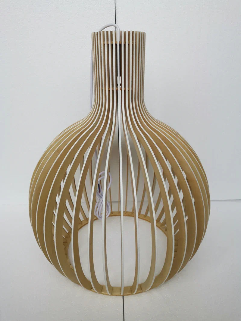 Nordic Wooden Birdcage Pendant Light for Living Room