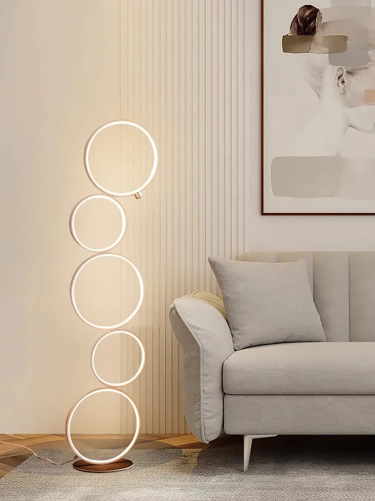 Modern Five-Ring LED Floor Lamp for Living Room and Bedroom