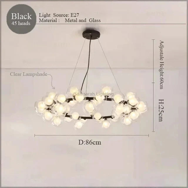 LED Glass Chandelier Pendant Lamp for Living Room Dining Room Lighting