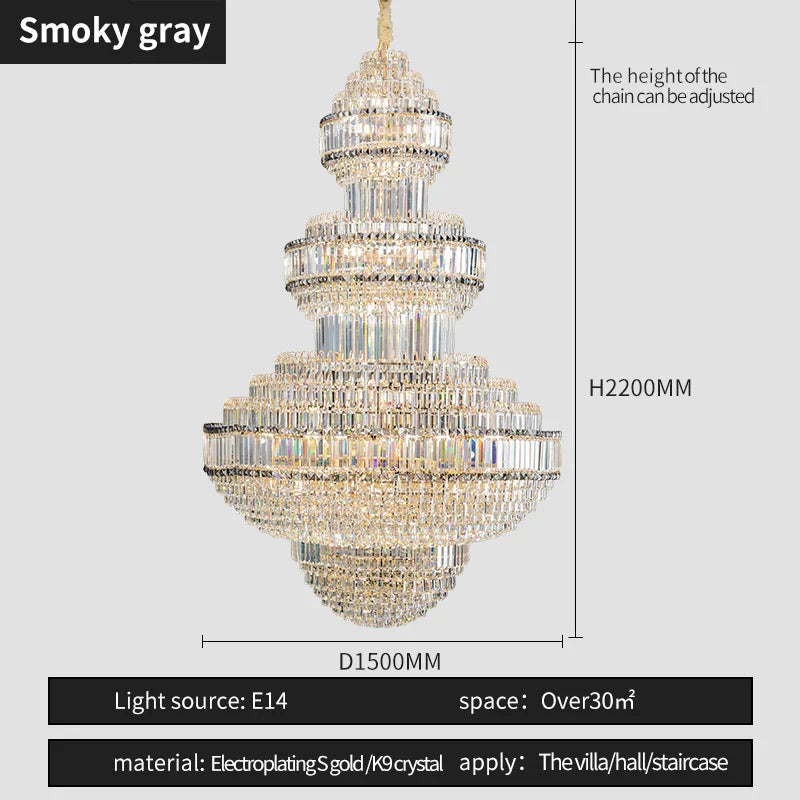 Crystal Villa Chandelier: Luxe European Duplex Hall Lighting - Elegant Living Room Decor