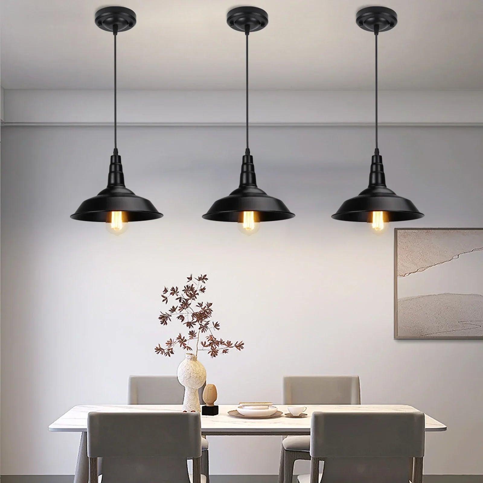 Industrial Pendant Lamp: Modern Retro Loft Chandelier for Kitchen, Living Room.