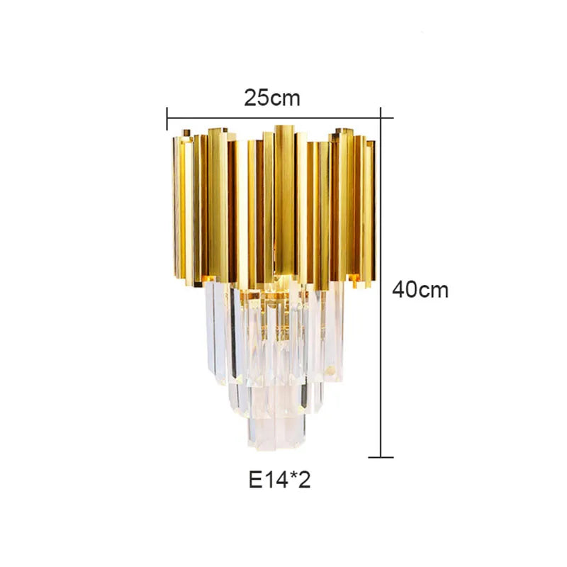 Gold Crystal Wall Lamp with LED Light for Home Lighting