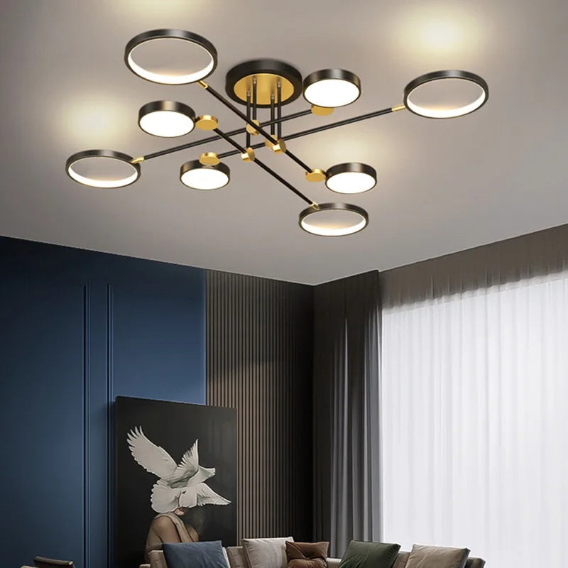 Gold Frame LED Remote Control Dimmable Ceiling Lamp for Living Room, Dining, Bedroom