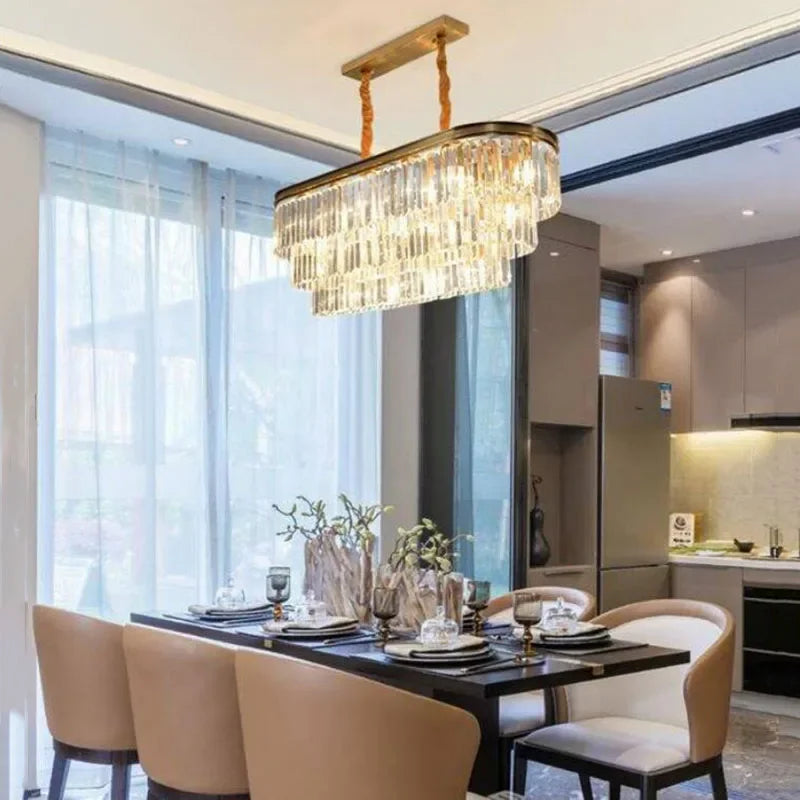 Crystal Chandelier: Modern Gold LED Lighting for Dining, Bedroom, and Living Room