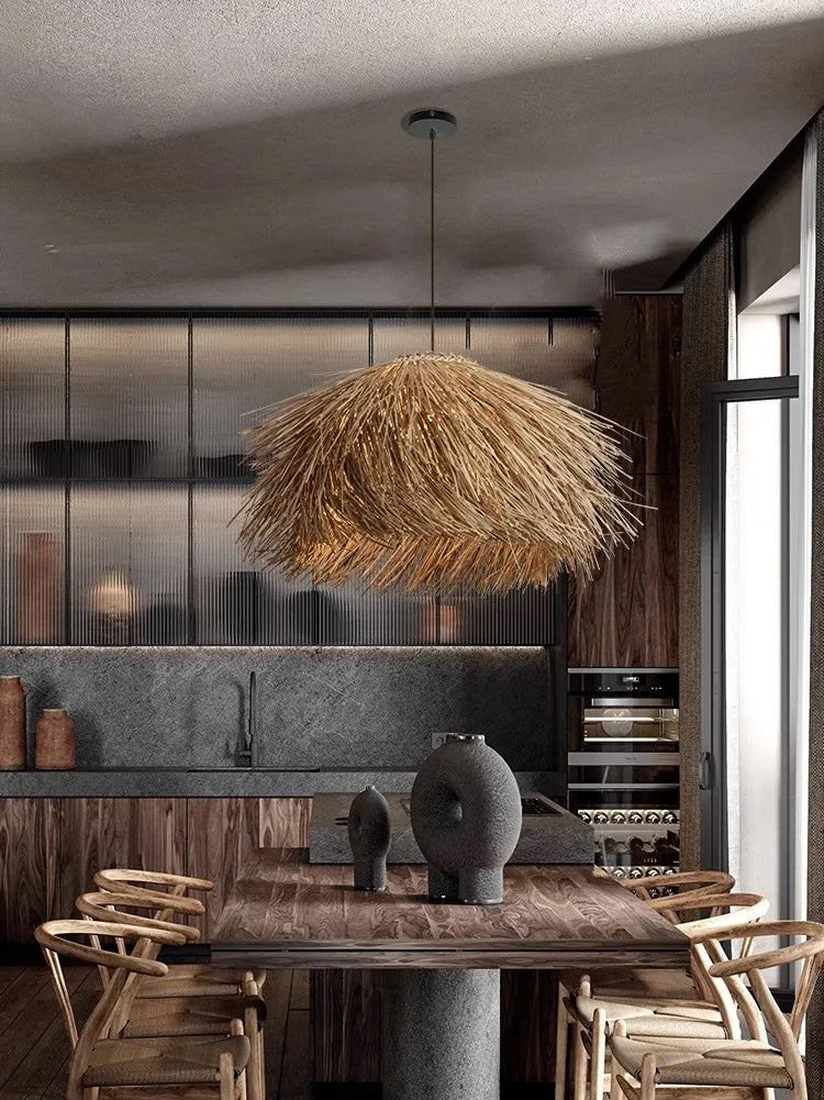 Wabi Sabi Rattan Pendant Lights: Nordic Retro Style for Home, Restaurant, Bar & Bedroom