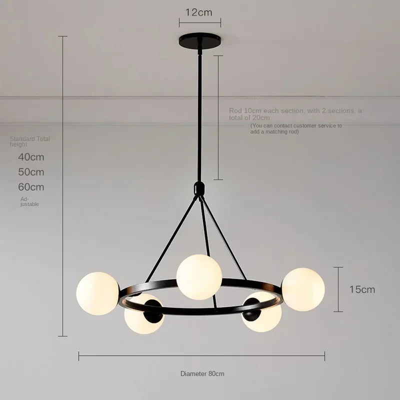 Glass Ball Chandelier LED Hanging Lamp Modern Nordic Style Pendant Light