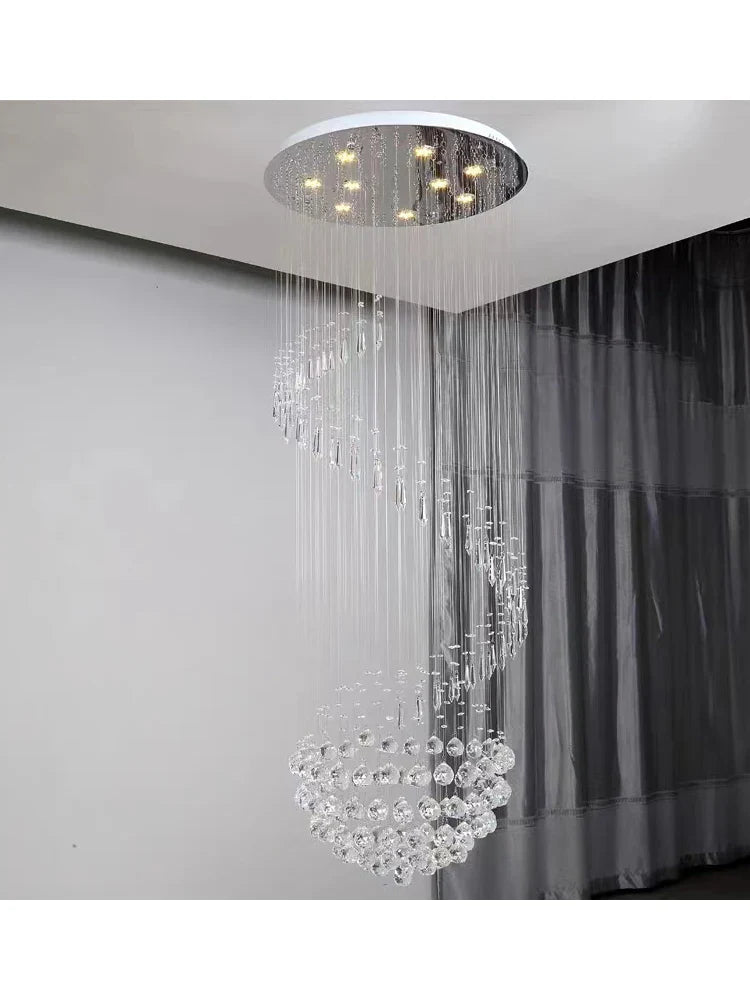 Crystal Chain Pendant Light Chandelier for Living Room and Staircase
