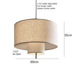 Margin Pendant Lamp Linen Lampshade for Living Room Bedroom Restaurant Hotel Loft
