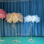 Princess Living Room Luxury Ostrich Feather Floor Lamp in Camel Lush LED Lighting