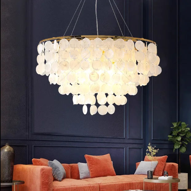 Nordic Shell Chandelier: Modern, Creative, & Luxurious Lighting for Living, Dining & Bedroom