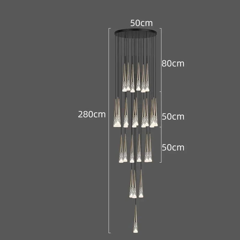 LED Rain Drop Chandelier Staircase Pendant Light - Nordic Design Island Hanging Lamp