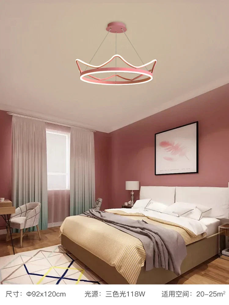 Crown Design Gold Chandelier for Living Room Kids Bedroom