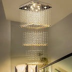 Teardrop Crystal Stairwell Chandelier | Luxury Long Stair Pendant Light