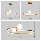 Gold Nordic Ring LED Ceiling Chandelier for Dining Room Pendant Lighting