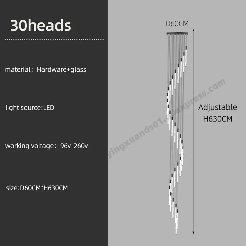 Modern LED Chandelier Pendant Light for Loft Staircase Lighting