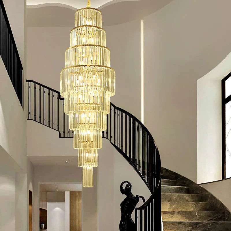 LED Rotating Staircase Chandelier for Luxurious Duplex Living & Villa Décor