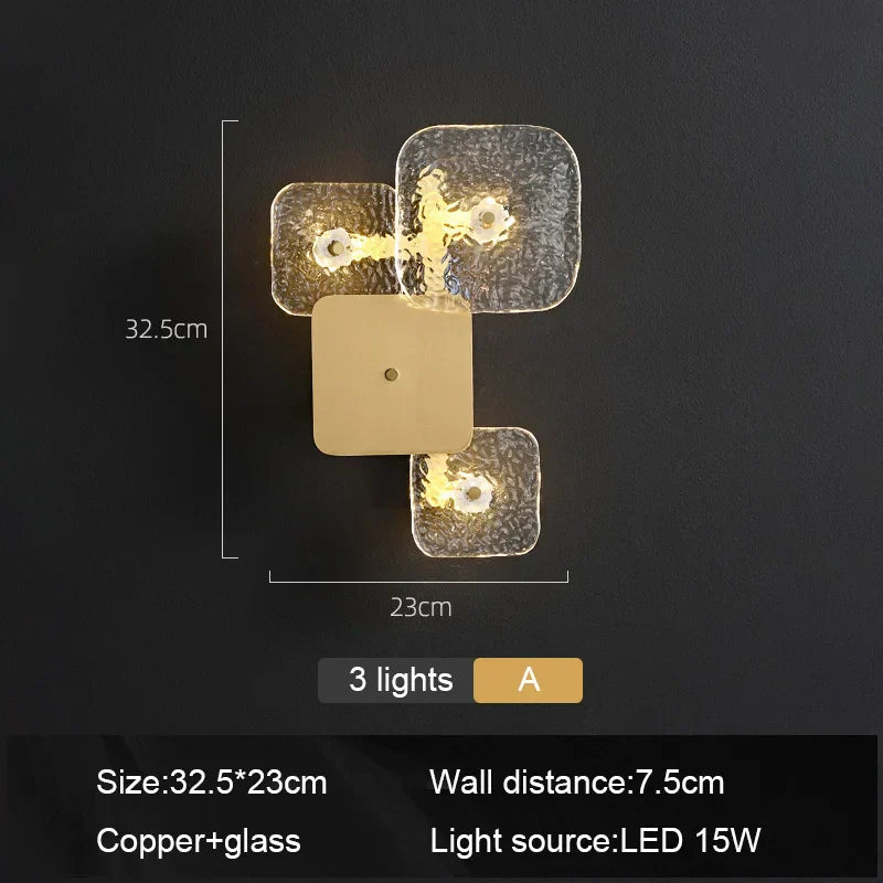 Copper Square Wall Lamp for Elegant Living Room and Bedroom Lighting