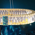 Luxury Golden Crystal Round Ceiling Chandelier with Remote Control LED Light