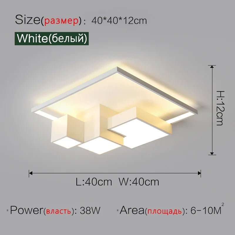 Nordic Square Ceiling Lamp Modern Minimalist Bedroom Lighting
