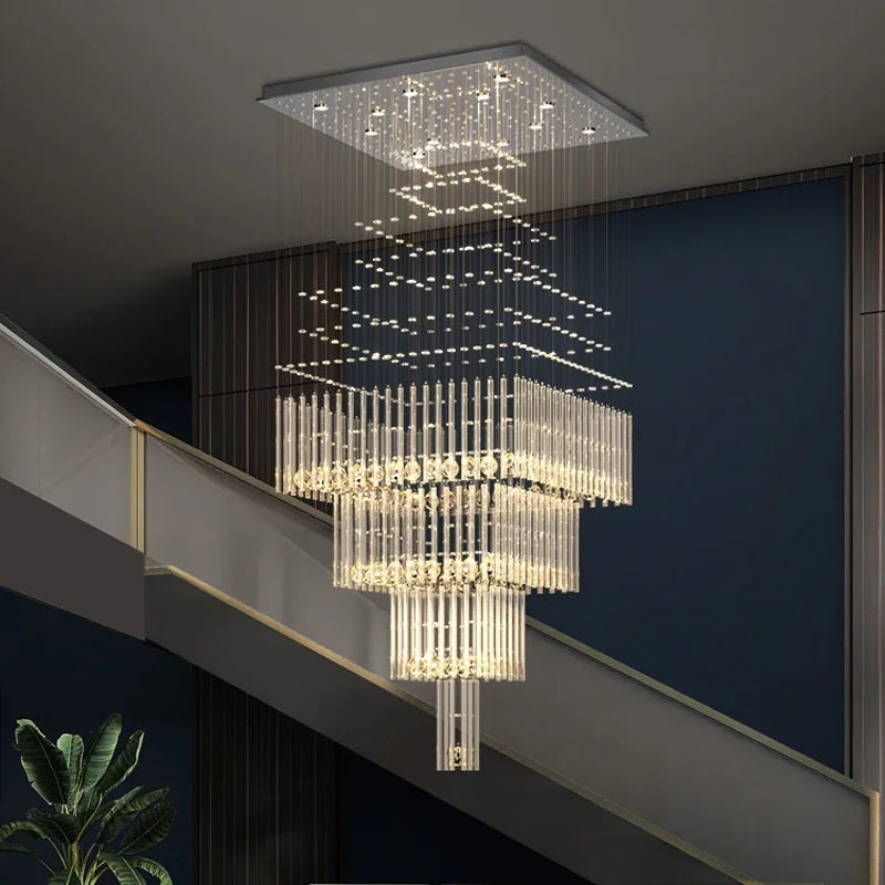 Modern Crystal Ceiling Chandelier for Living Room Staircase Pendant Light