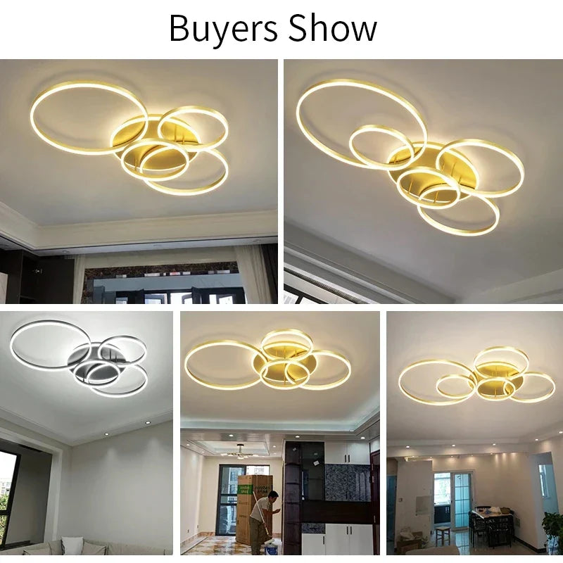 Aluminum Circle LED Chandelier Ceiling Light for Bedroom Living Room Kitchen
