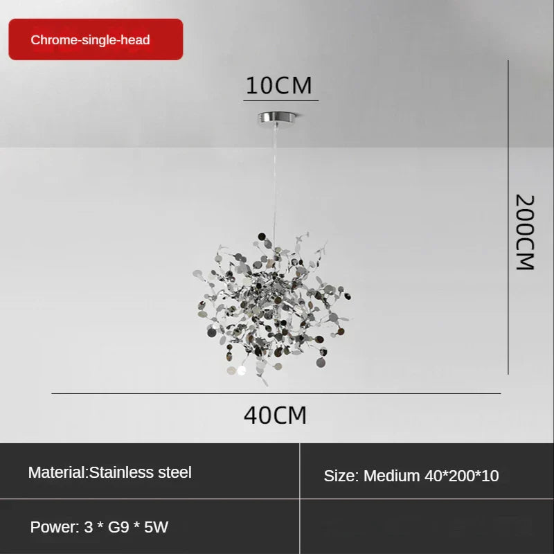 Leaf Sequin Ceiling Chandelier for Modern Living Room, Restaurant, Bar, and Shop Window