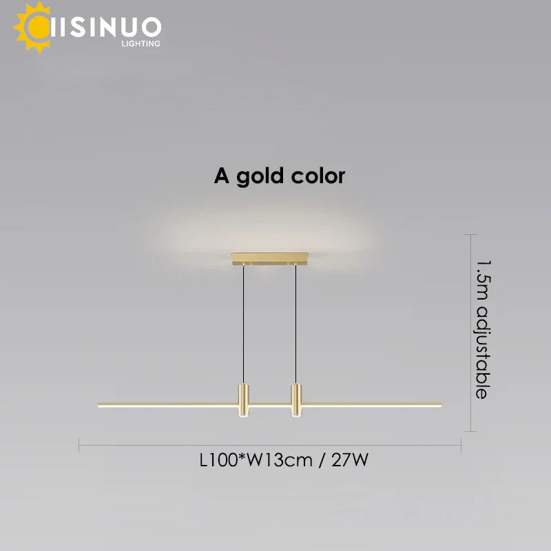 Adjustable LED Pendant Light in Black/Gold for Office Dining Living Room