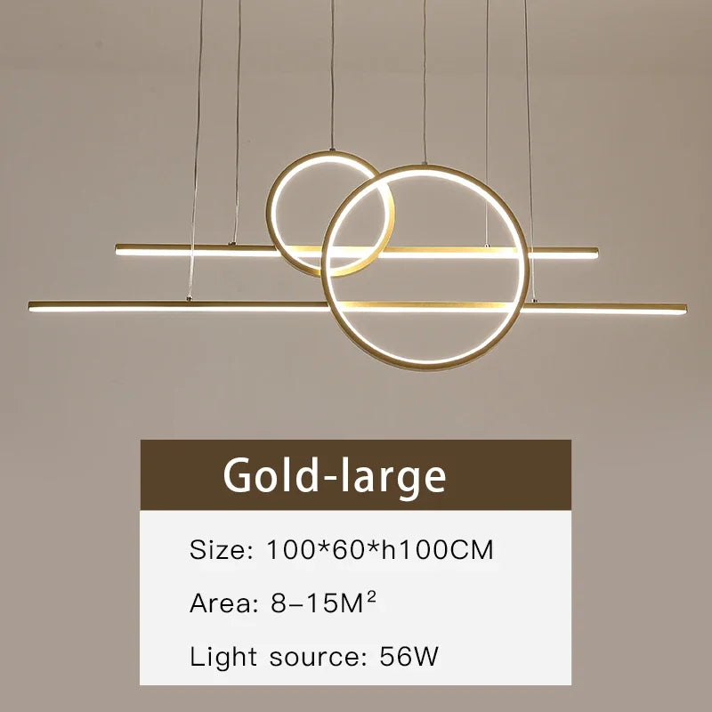 Gold Black Dimmable LED Chandelier for Dining Room Kitchen Bar Lighting