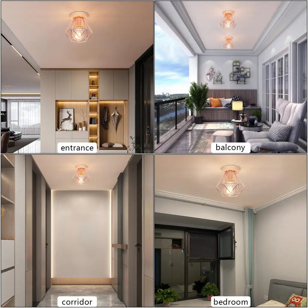 Vintage Industrial Wood Ceiling Lights Retro Loft Plafonniers for Home Decor