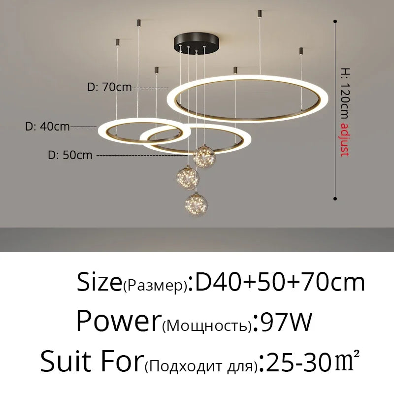 LED Circle Ring Ceiling Chandelier Pendant Lamp for Living Room, Bedroom, Kitchen