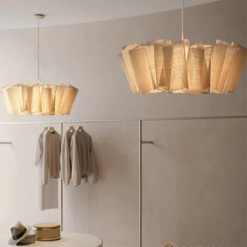 Nordic Fabric Ceiling Chandelier - Handmade Wabi Sabi Vintage Bedroom Pendant Lights