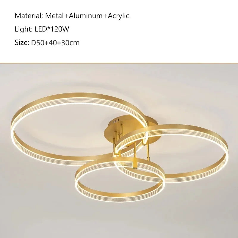 Acrylic Round Ring Ceiling Light LED Chandelier Modern Minimalism for Living Room and Kitchen