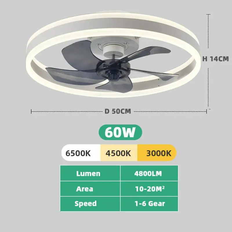 Smart Reversible Ceiling Fan with LED Lights, App Remote, Black/White Chandelier