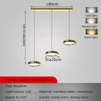 Circular Dining Pendant Chandelier LED Light for Kitchen, Living Room & Bedroom