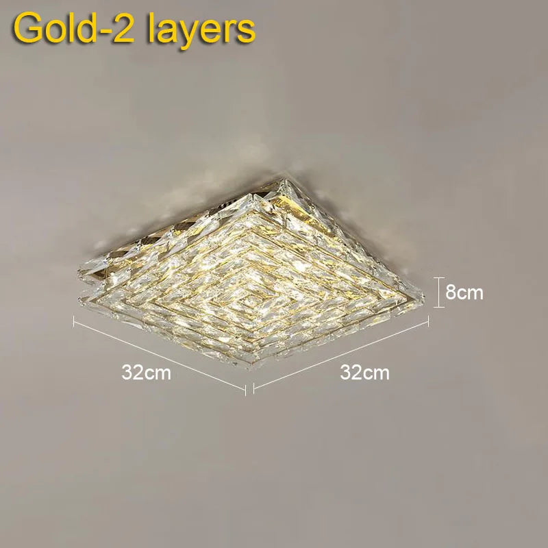 Crystal Ceiling Lamp: Modern Minimalist Indoor LED Lighting for Living Room, Dining & Bedroom