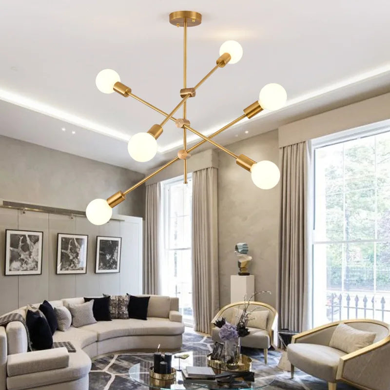 Magic Bean Iron Chandelier: Modern Nordic LED Fixture for Living Room & Bedroom