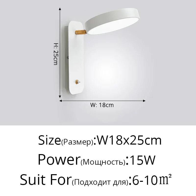 Rotatable Macaron Wall Sconce with Switch - Modern Nordic Design for Home Lighting